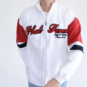 Vintage Phat Farm Y2K White Red Zip Up  Sweater - Medium